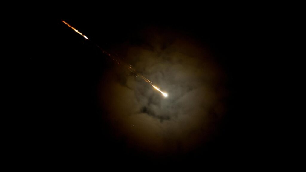 The impact of the remains of an Iranian missile causes a leak of hazardous materials in an industrial area in southern Israel